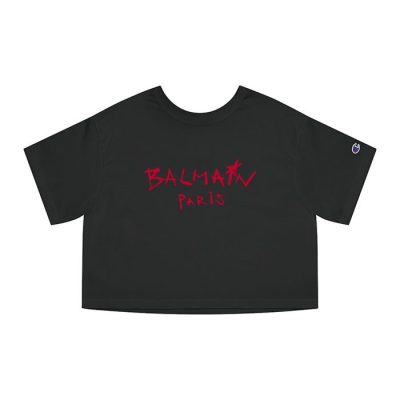 Balmain Paris Graffiti Champion Lady Crop-Top T-Shirt CTB2856