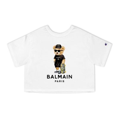 Balmain Paris Teddy Bear Luxury Champion Lady Crop-Top T-Shirt CTB2873