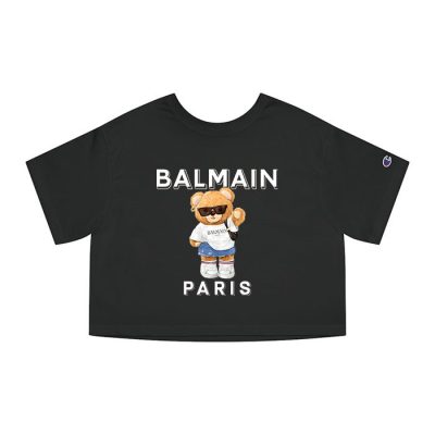 Balmain Paris Teddy Bear Luxury Champion Lady Crop-Top T-Shirt CTB2874