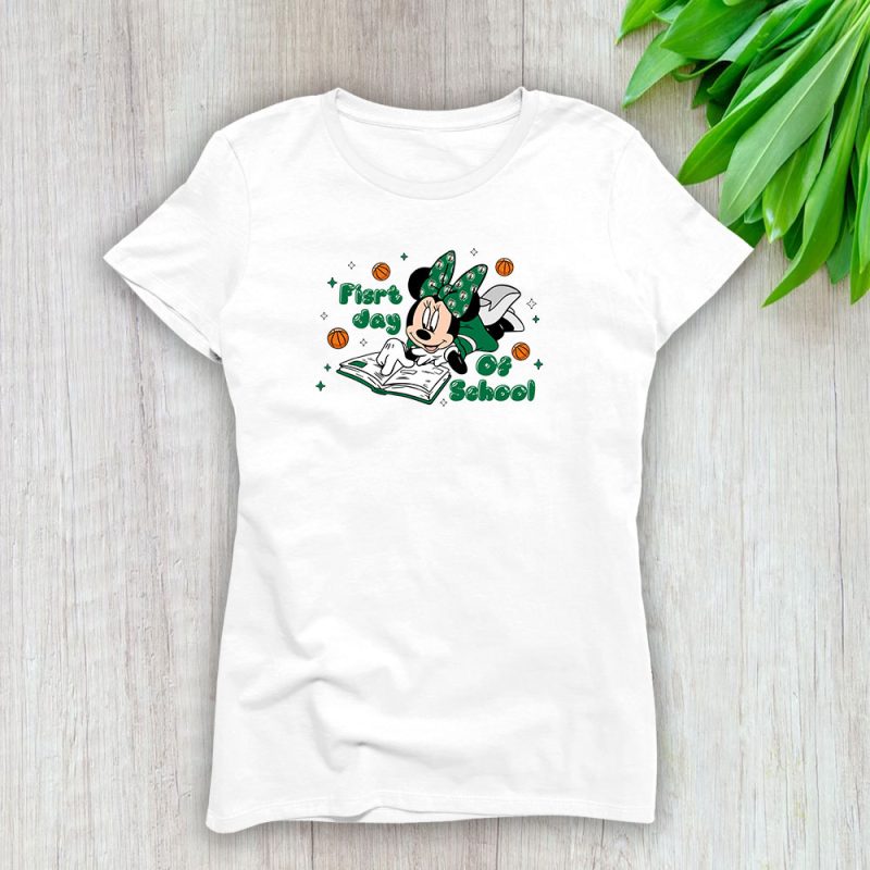 Boston Celtics X Welcome Back To School Gift X Minnie Mouse Lady T-Shirt Women Tee LTL9352