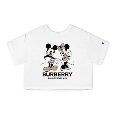 Burberry London Mickey Mouse And Minnie Mouse Couple Champion Lady Crop-Top T-Shirt CTB2738