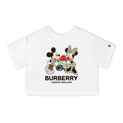 Burberry London Mickey Mouse And Minnie Mouse Couple Champion Lady Crop-Top T-Shirt CTB2739