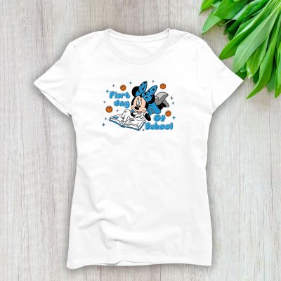 Carolina Panthers X Welcome Back To School Gift X Minnie Mouse Lady T-Shirt Women Tee LTL11137