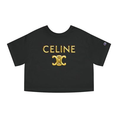 Celine Gold Logo Luxury Champion Lady Crop-Top T-Shirt CTB2796