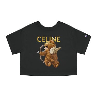 Celine Teddy Bear Gold Luxury Champion Lady Crop-Top T-Shirt CTB2798