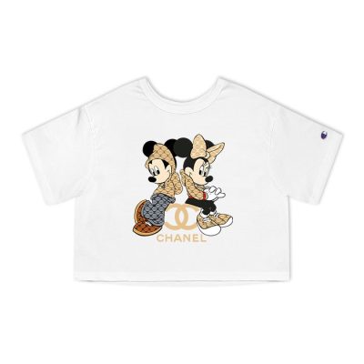 Chanel Mickey Mouse And Minnie Mouse Couple Champion Lady Crop-Top T-Shirt CTB2484