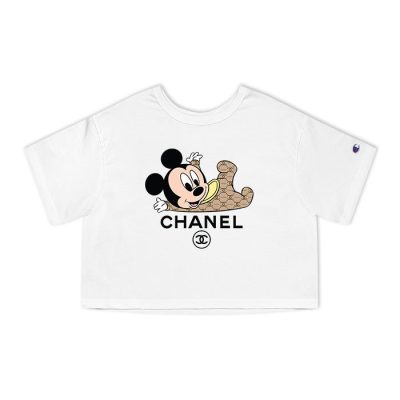 Chanel Mickey Mouse Kid Champion Lady Crop-Top T-Shirt CTB2496