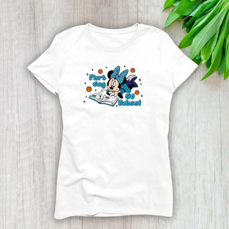 Charlotte Hornets X Welcome Back To School Gift X Minnie Mouse Lady T-Shirt Women Tee LTL9355