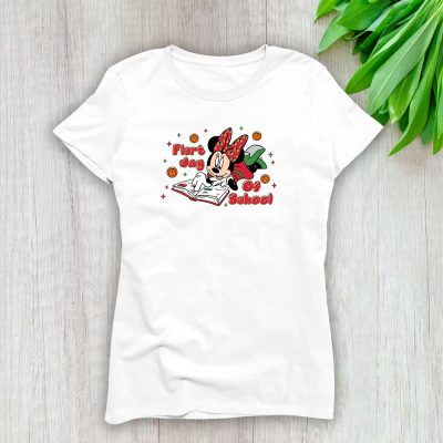 Chicago Blackhawks X Welcome Back To School Gift X Minnie Mouse Lady T-Shirt Women Tee LTL11236