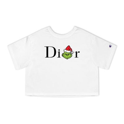 Christmas Grinch Dior Logo Luxury Champion Lady Crop-Top T-Shirt CTB2659