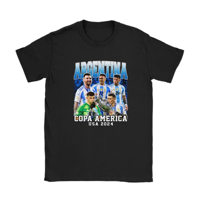 Copa America Ecuador 2024 X Argentina Winner X Defending Champion Unisex T-Shirt Cotton Tee TAT12574