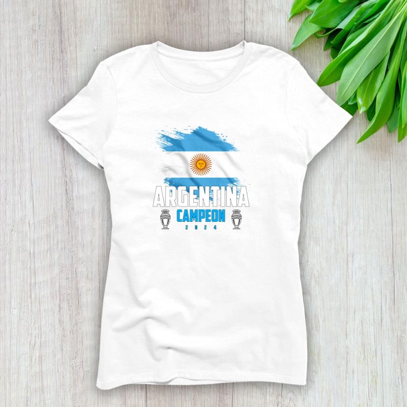 Copa America Usa 2024 X Argentina Winner X Campeones Lady T-Shirt Women Tee LTL12578