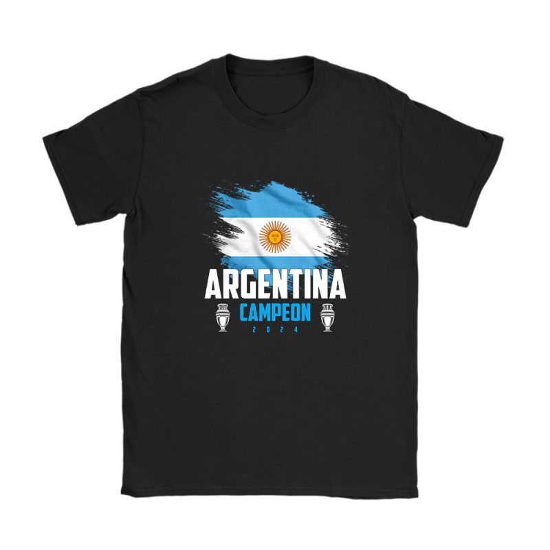 Copa America Usa 2024 X Argentina Winner X Campeones Unisex T-Shirt Cotton Tee TAT12578