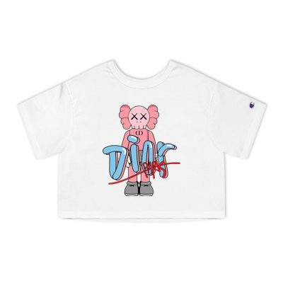 Dior Logo Luxury Kaws Champion Lady Crop-Top T-Shirt CTB2676