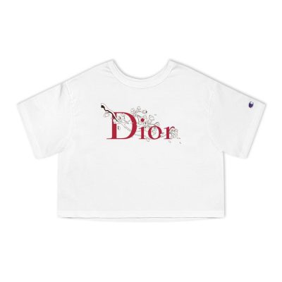 Dior Logo Luxury Sakura Flower Champion Lady Crop-Top T-Shirt CTB2666