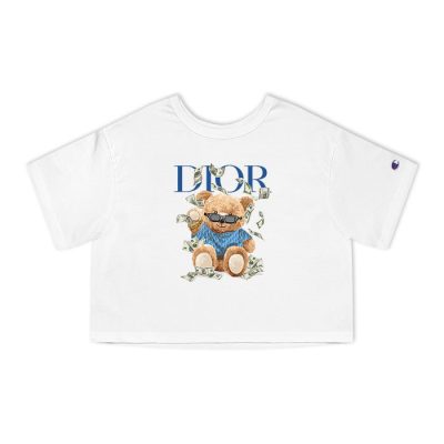 Dior Logo Luxury Teddy Bear Champion Lady Crop-Top T-Shirt CTB2670