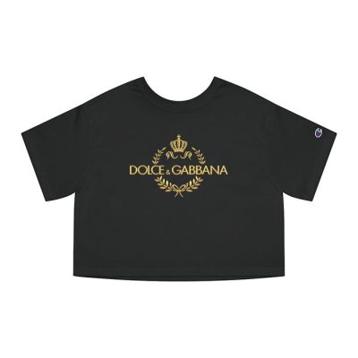 Dolce & Gabbana Crown Gold Luxury Champion Lady Crop-Top T-Shirt CTB2850