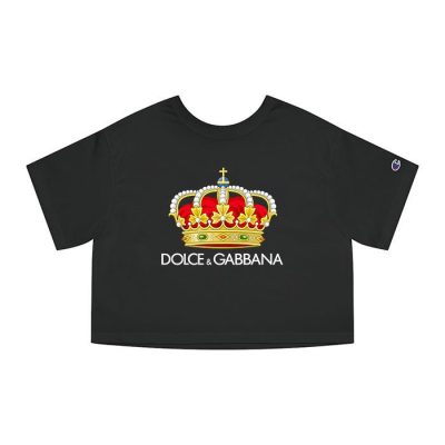 Dolce & Gabbana King Logo Luxury Champion Lady Crop-Top T-Shirt CTB2823