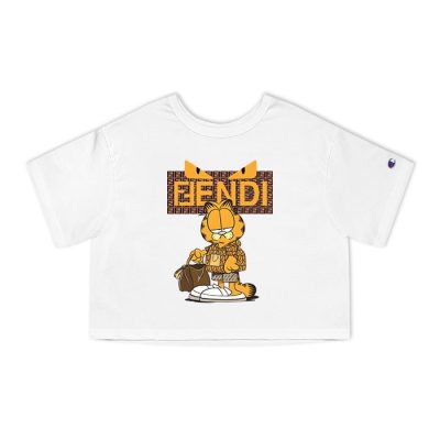 Fendi Diabolic Eyes Garfield Champion Lady Crop-Top T-Shirt CTB2694