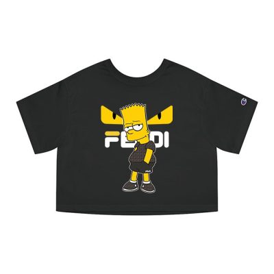 Fendi Fila Diabolic Eyes Simsom Champion Lady Crop-Top T-Shirt CTB2702