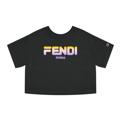 Fendi Fila Luxury Colourfu Logo Champion Lady Crop-Top T-Shirt CTB2712