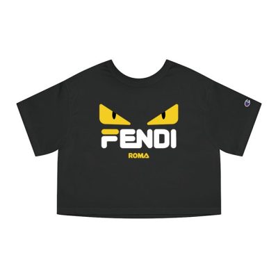 Fendi Fila Roma Diabolic Eyes Logo Champion Lady Crop-Top T-Shirt CTB2681