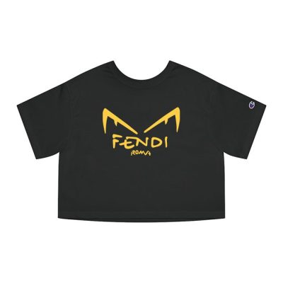 Fendi Roma Diabolic Eyes Logo Champion Lady Crop-Top T-Shirt CTB2678