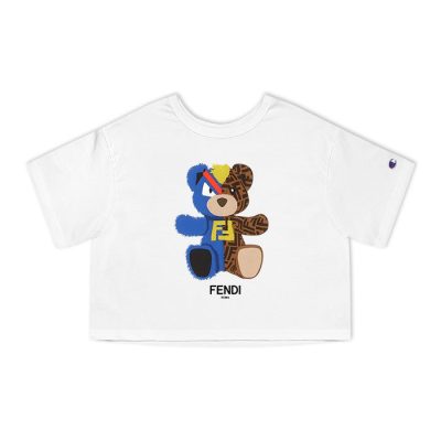 Fendi Roma Teddy Bear Champion Lady Crop-Top T-Shirt CTB2693