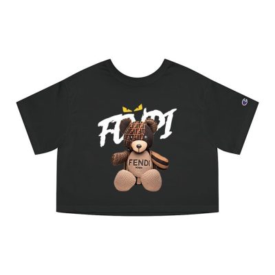 Fendi Roma Teddy Bear Champion Lady Crop-Top T-Shirt CTB2697