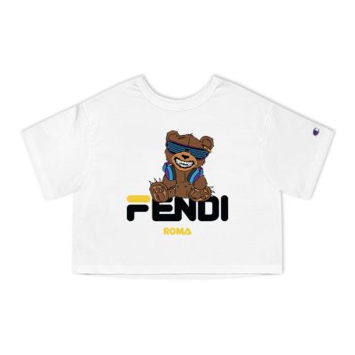 Fendi Roma Teddy Bear Champion Lady Crop-Top T-Shirt CTB2699