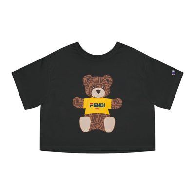 Fendi Roma Teddy Bear Champion Lady Crop-Top T-Shirt CTB2700