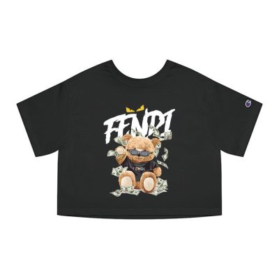 Fendi Roma Teddy Bear Champion Lady Crop-Top T-Shirt CTB2703