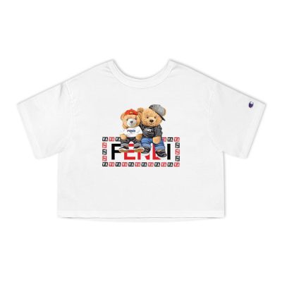 Fendi Roma Teddy Bear Champion Lady Crop-Top T-Shirt CTB2706