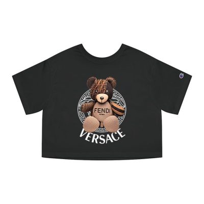 Fendi Versace Circle Teddy Bear Champion Lady Crop-Top T-Shirt CTB2708