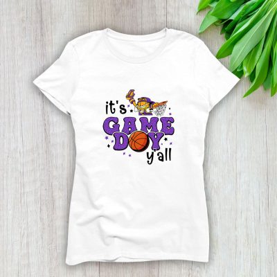 Garfield X Its Game Day Yall X Los Angeles Lakers Team Lady T-Shirt Women Tee LTL10976