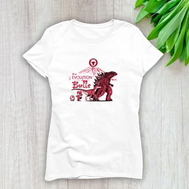 Godzilla X Chicago Bulls Team NBA Basketball Lady T-Shirt Women Tee LTL9104