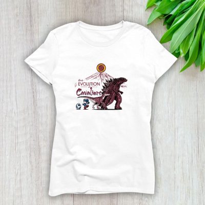 Godzilla X Cleveland Cavaliers Team NBA Basketball Lady T-Shirt Women Tee LTL9105