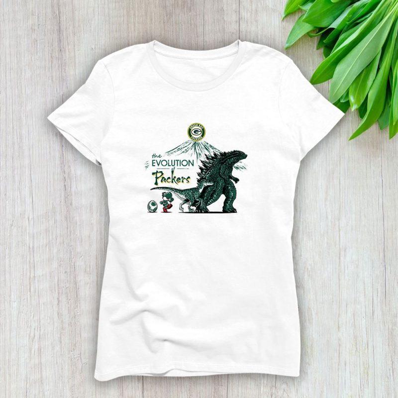 Godzilla X Green Bay Packers Team NFL American Football Lady T-Shirt Women Tee LTL8970