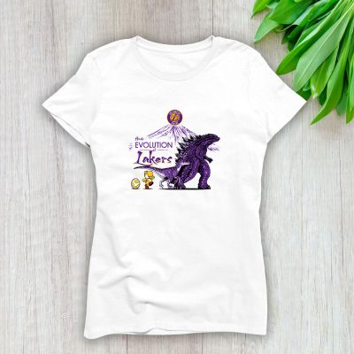 Godzilla X Los Angeles Lakers Team NBA Basketball Lady T-Shirt Women Tee LTL9108