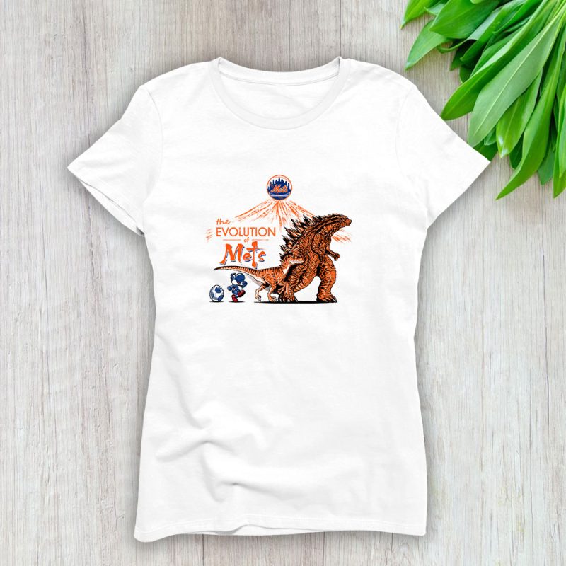 Godzilla X New York Mets Team MLB Baseball Fans Lady T-Shirt Women Tee LTL8961