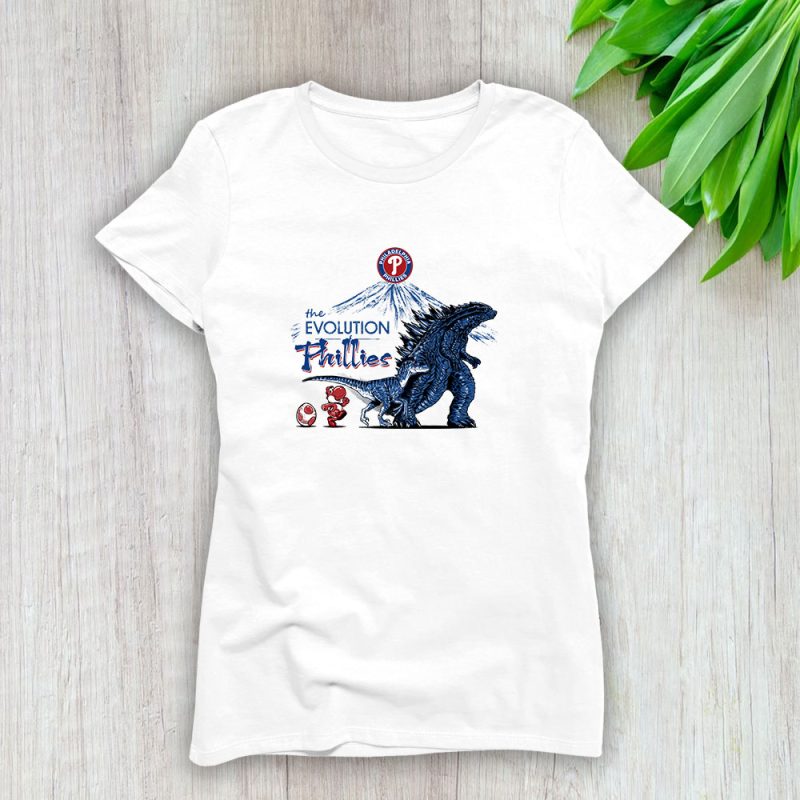 Godzilla X Philadelphia Phillies Team MLB Baseball Fans Lady T-Shirt Women Tee LTL8963