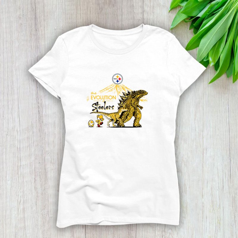 Godzilla X Pittsburgh Steelers Team NFL American Football Lady T-Shirt Women Tee LTL8974