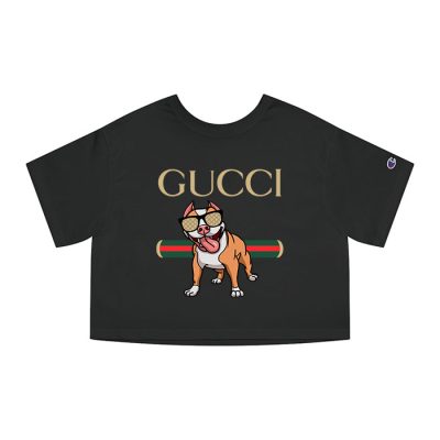 Gucci Bull Dog Champion Lady Heritage Crop-Top T-Shirt CTB061