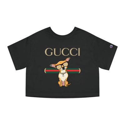 Gucci Chihuahua Champion Lady Heritage Crop-Top T-Shirt CTB062