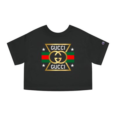 Gucci Gold Logo Champion Lady Crop-Top T-Shirt NTB2198