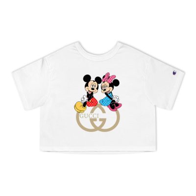 Gucci Mickey Mouse And Minnie Mouse Couple Champion Lady Crop-Top T-Shirt CTB2334