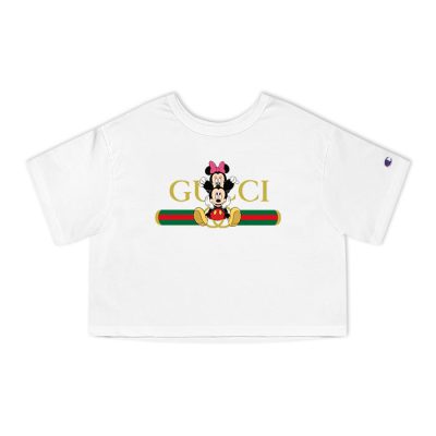 Gucci Mickey Mouse And Minnie Mouse Couple Champion Lady Heritage Crop-Top T-Shirt CTB004