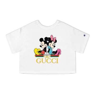 Gucci Mickey Mouse And Minnie Mouse Couple Champion Lady Heritage Crop-Top T-Shirt CTB007