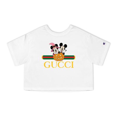 Gucci Mickey Mouse And Minnie Mouse Couple Halloween Champion Lady Heritage Crop-Top T-Shirt CTB014