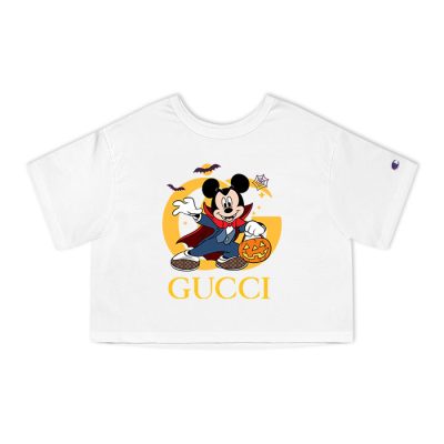 Gucci Mickey Mouse Halloween Champion Lady Heritage Crop-Top T-Shirt CTB012